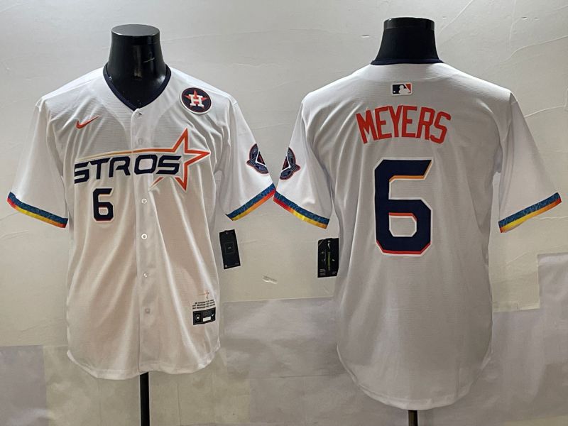Men Houston Astros 6 Meyers White Four generations Joint Name 2025 Nike MLB Jersey style 6